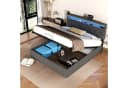 oyajia Doppelbett 140/160x200 cm mit Hydraulikstange, LED-Beleuchtung & Ladestation Bild 1