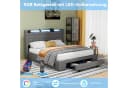 oyajia Stauraumbett LED Hydraulisches Doppelbett 140x200cm Grau Bild 3