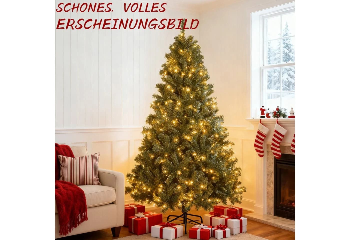 WILGOON Künstlicher Weihnachtsbaum 120 cm mit LED-Beleuchtung - Bild 2