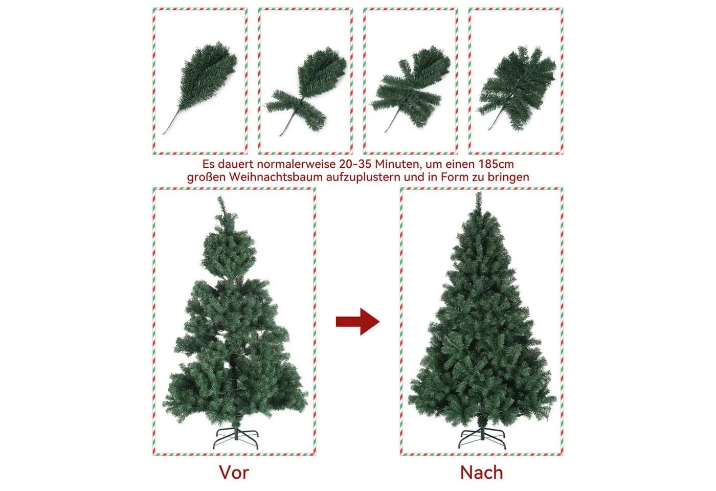 WILGOON Künstlicher Weihnachtsbaum 120 cm mit LED-Beleuchtung - Bild 4