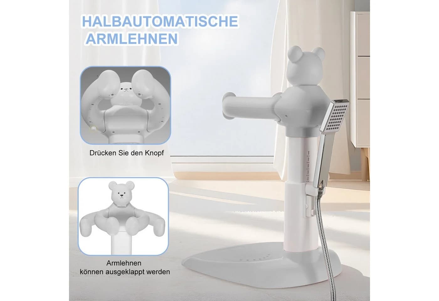 oyajia Babybadewanne Grau Höhenverstellbar mit Anti-Rutsch-Basis