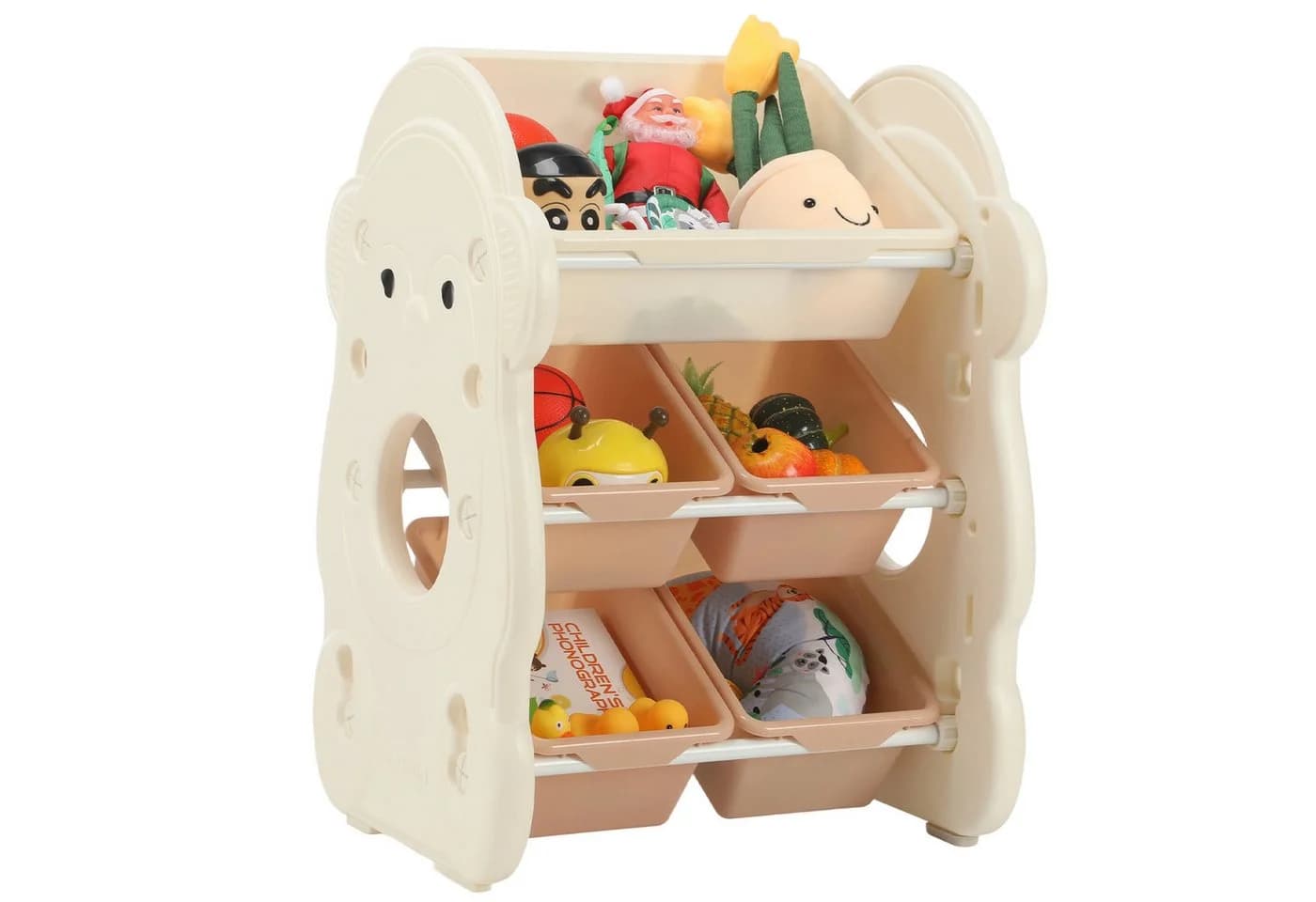 oyajia Spielzeugtruhe Kinderregal Bücherregal Kinder mit 5/7/9 Boxen Aufbewahrung Weiß - Bild 2