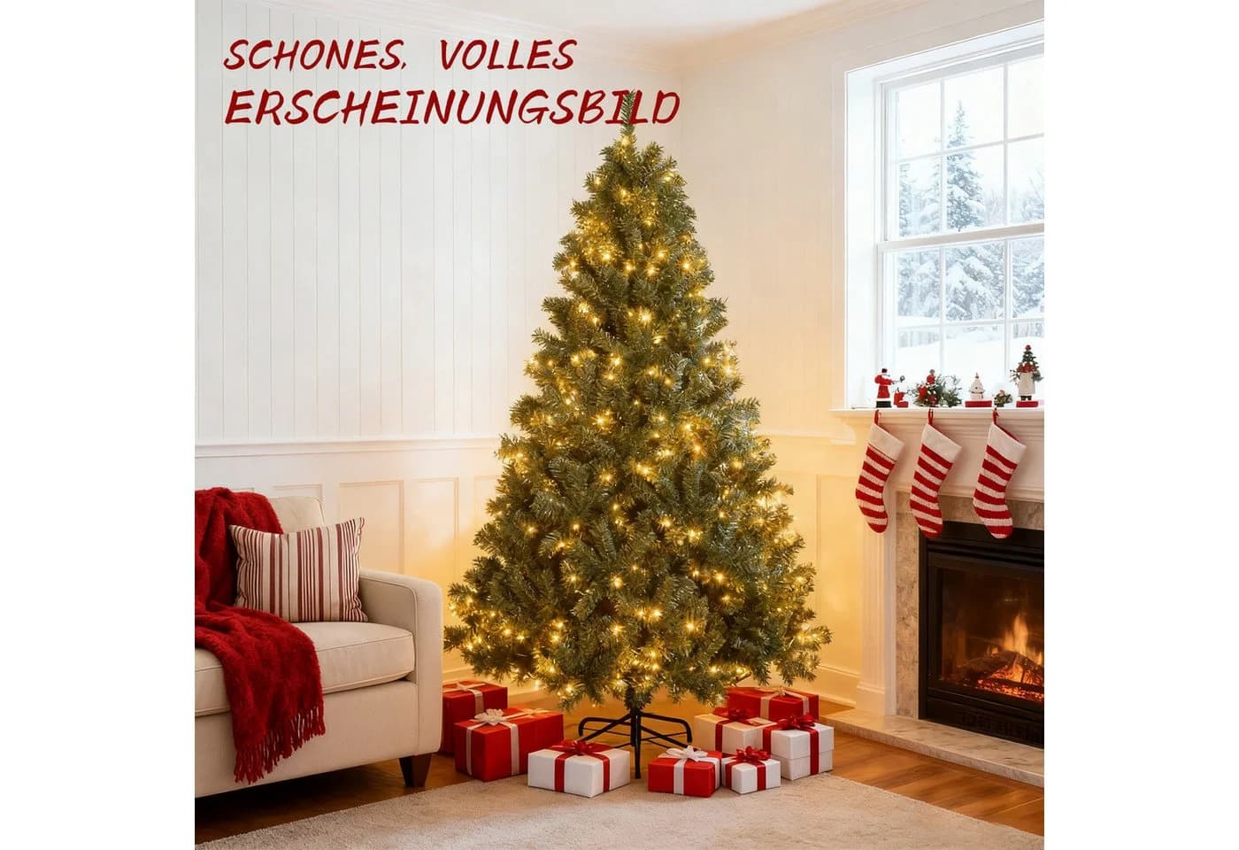 LETGOSPT Künstlicher Weihnachtsbaum 120 cm mit LED-Lichterkette - Bild 3
