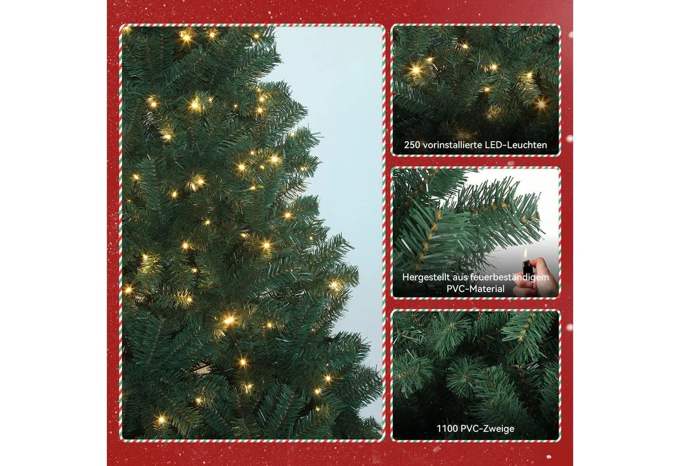 LETGOSPT Künstlicher Weihnachtsbaum 120 cm mit LED-Lichterkette - Bild 5