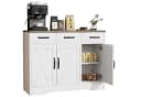 oyajia Sideboard Küchenschrank Weiß/Braun 3 Türen Bild 2
