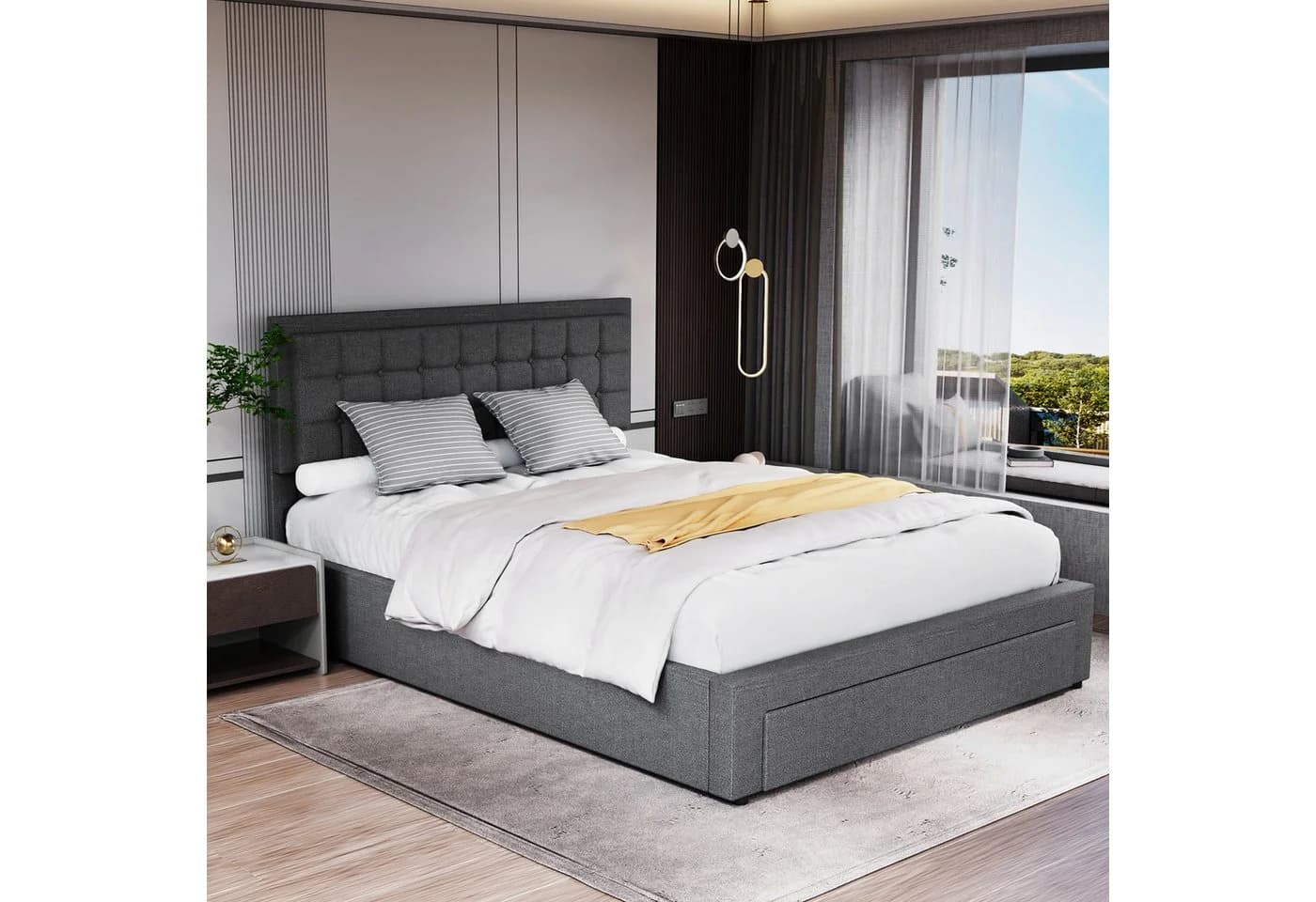 oyajia Polsterbett Doppelbett 140x200cm Grau - Bild 5