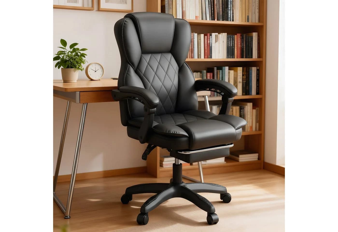 oyajia Bürostuhl Ergonomisch, 135° neigbar, mit Fußstütze, PU-Leder, 150 kg Belastbarkeit - Bild 2