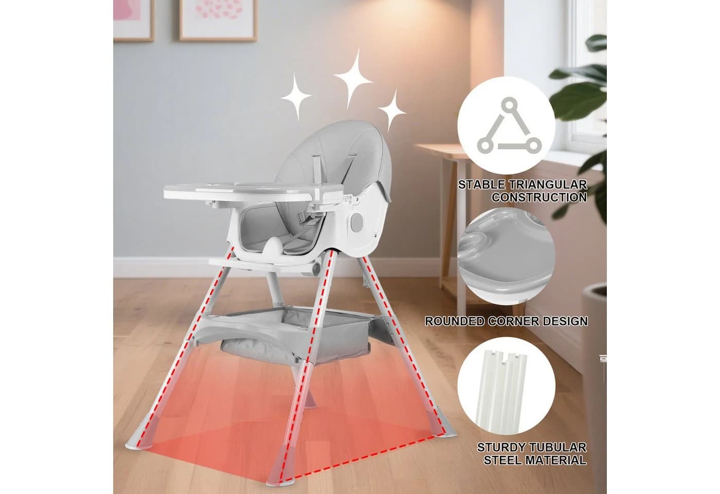 oyajia Kinderstuhl 3-in-1 Rosa/Grau - Bild 4