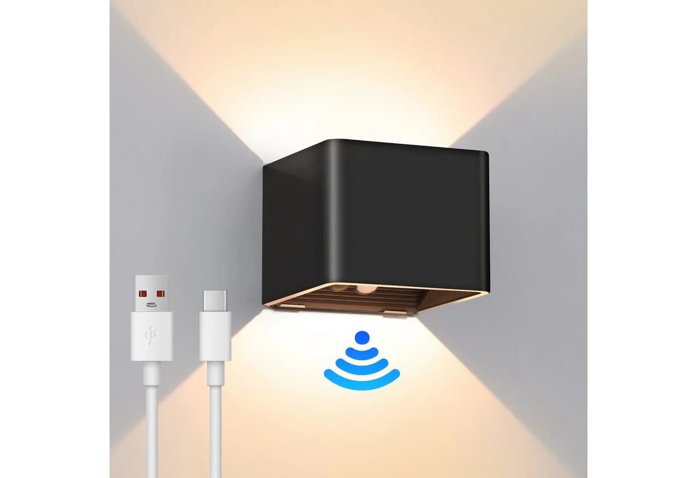 WILGOON LED Wandleuchte Akku mit Bewegungsmelder Schwarz - Bild 2
