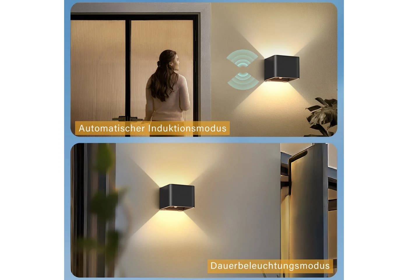 WILGOON LED Wandleuchte Akku mit Bewegungsmelder Schwarz - Bild 5