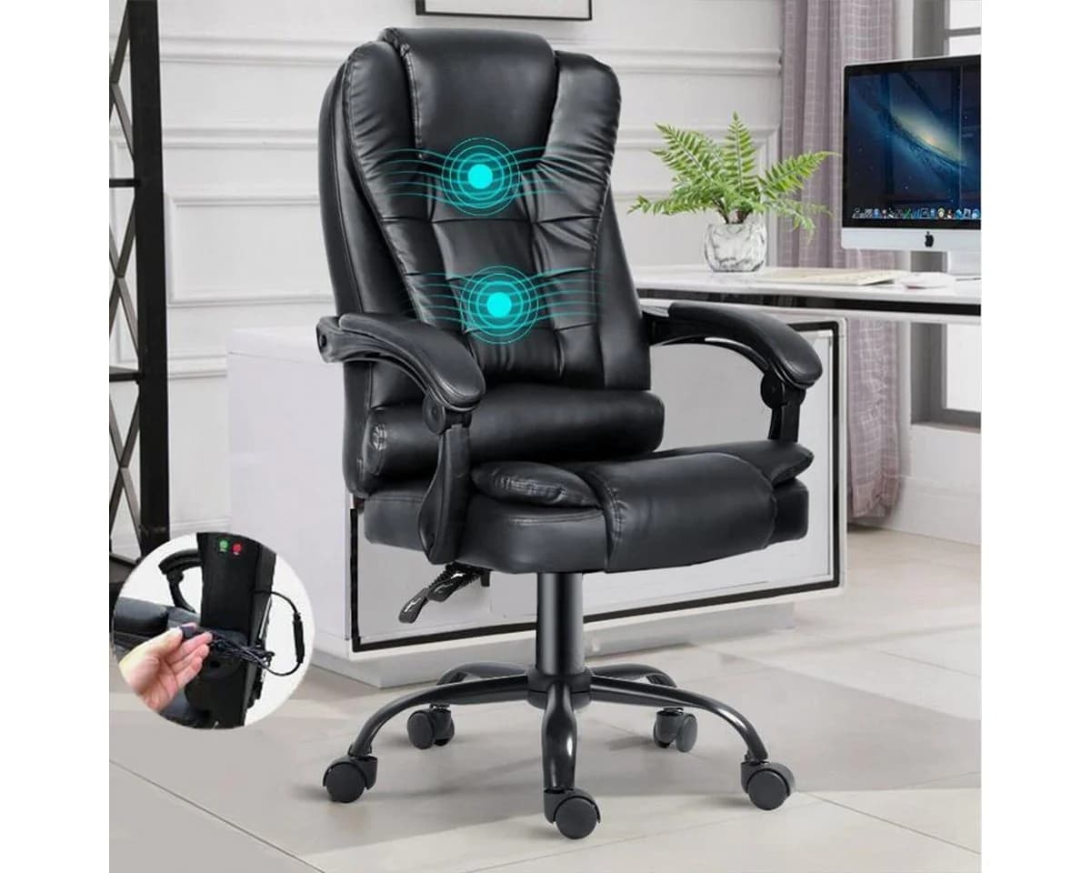 oyajia Bürostuhl Ergonomischer Chefsessel Massagefunktion Schwarz - Bild 2