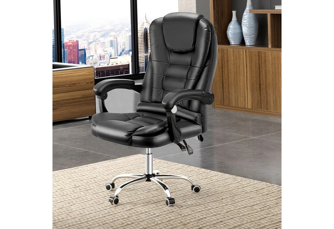 oyajia Bürostuhl Ergonomischer Chefsessel Massagefunktion Schwarz - Bild 4