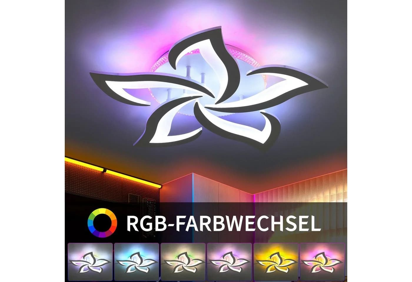 oyajia LED Deckenleuchte Dimmbar mit Fernbedienung RGB Hintergrundbeleuchtung