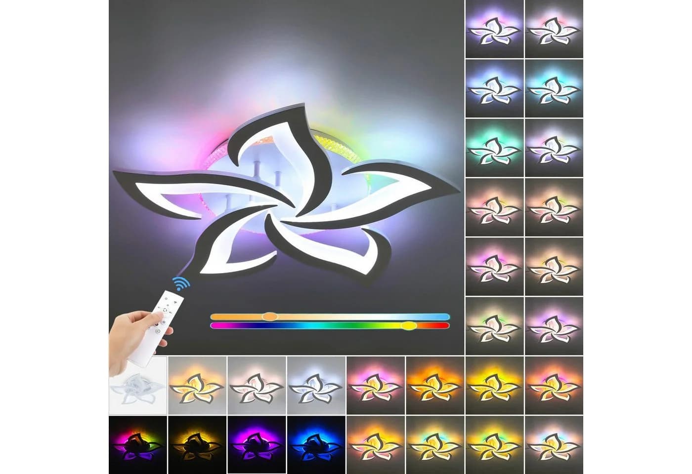 oyajia LED Deckenleuchte Dimmbar mit Fernbedienung RGB Hintergrundbeleuchtung - Bild 2