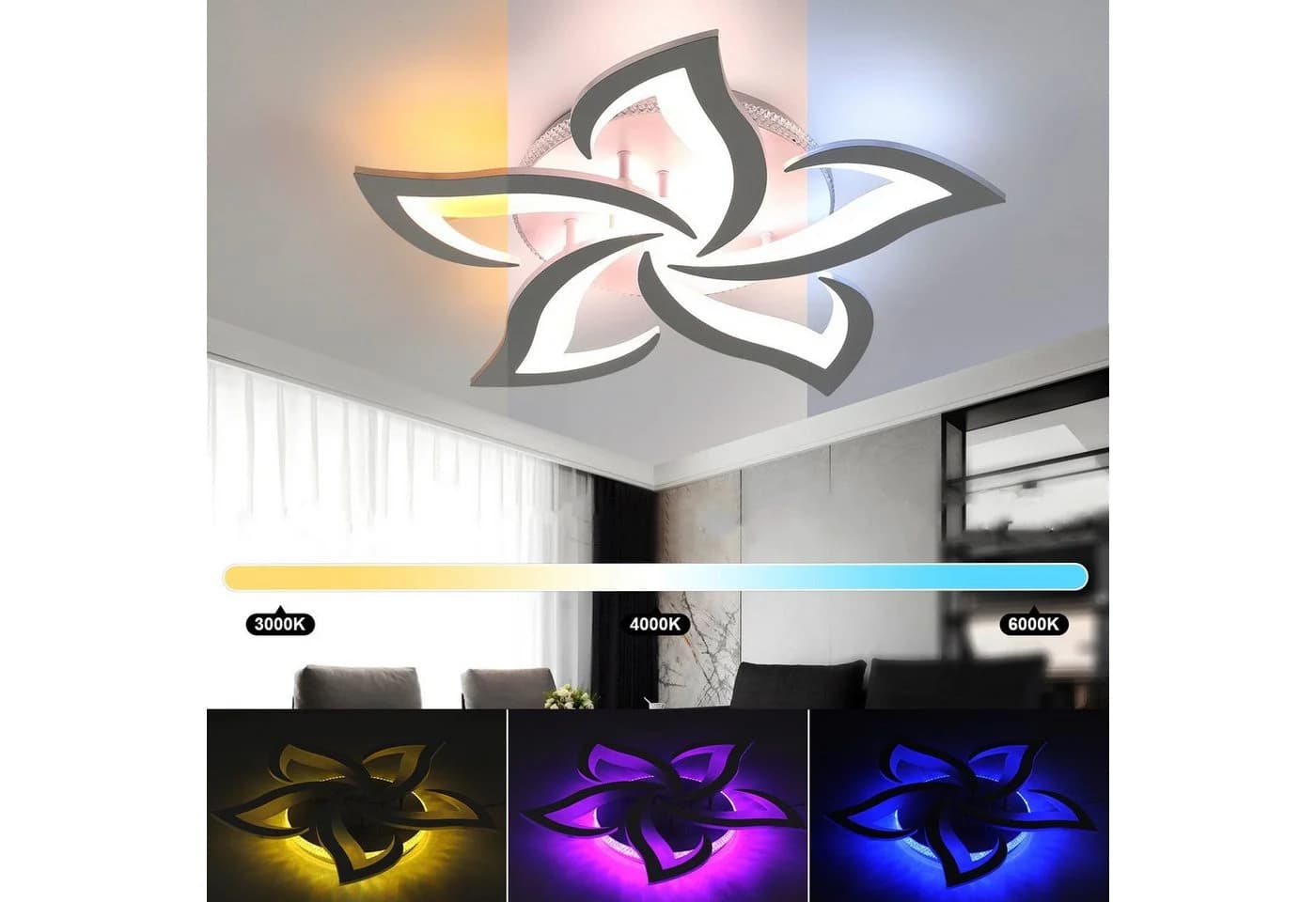 oyajia LED Deckenleuchte Dimmbar mit Fernbedienung RGB Hintergrundbeleuchtung - Bild 3