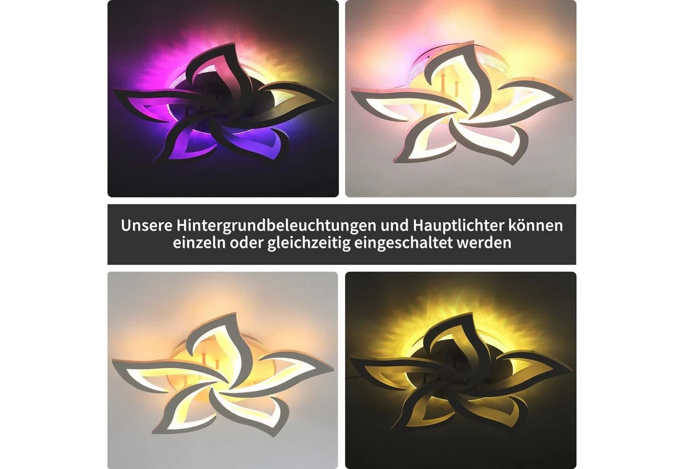 oyajia LED Deckenleuchte Dimmbar mit Fernbedienung RGB Hintergrundbeleuchtung - Bild 4