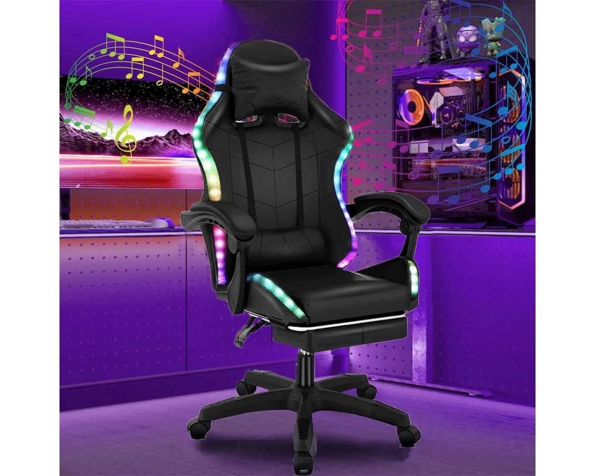 oyajia Gaming Chair LED HIFI Stereo Lautsprecher Schwarz