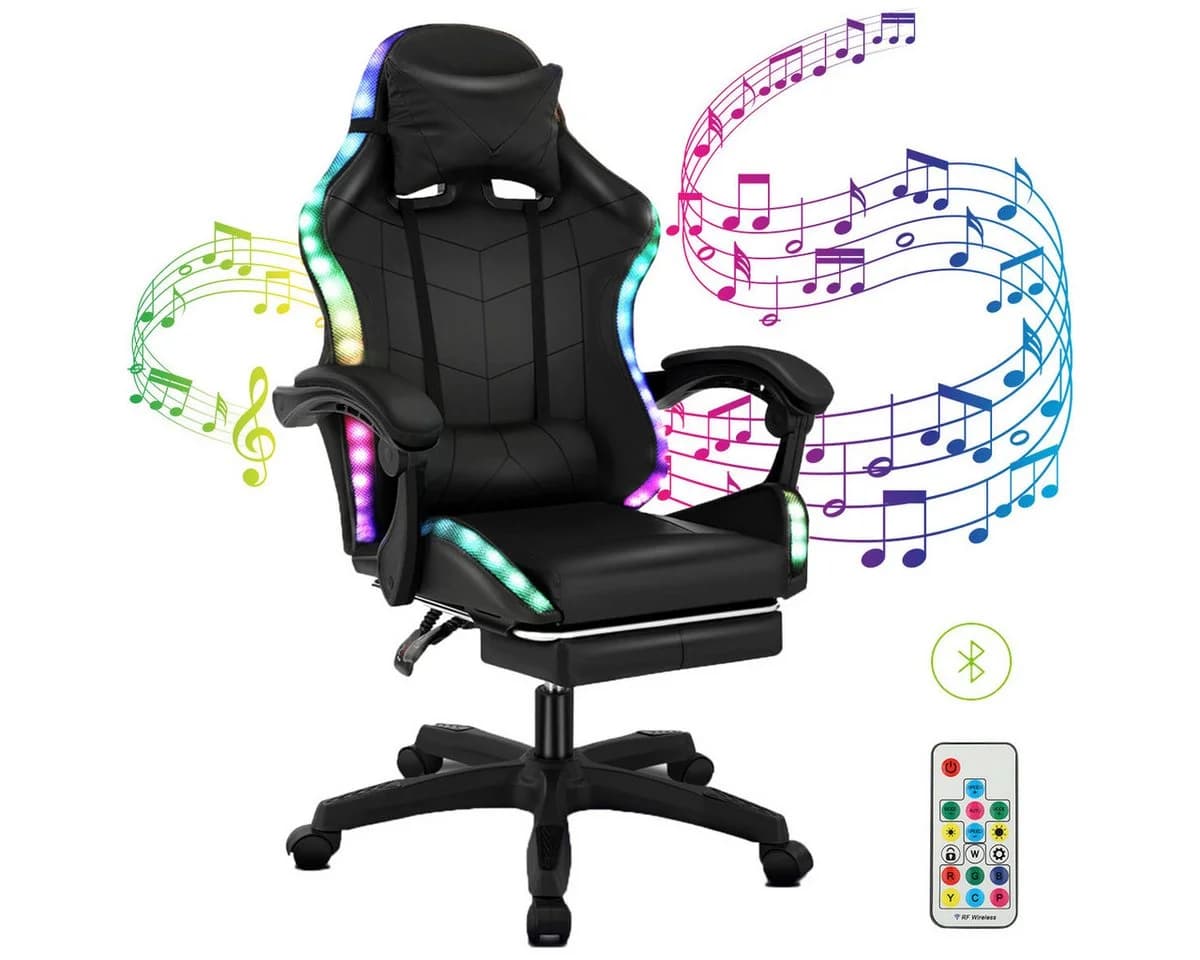 oyajia Gaming Chair LED HIFI Stereo Lautsprecher Schwarz - Bild 2