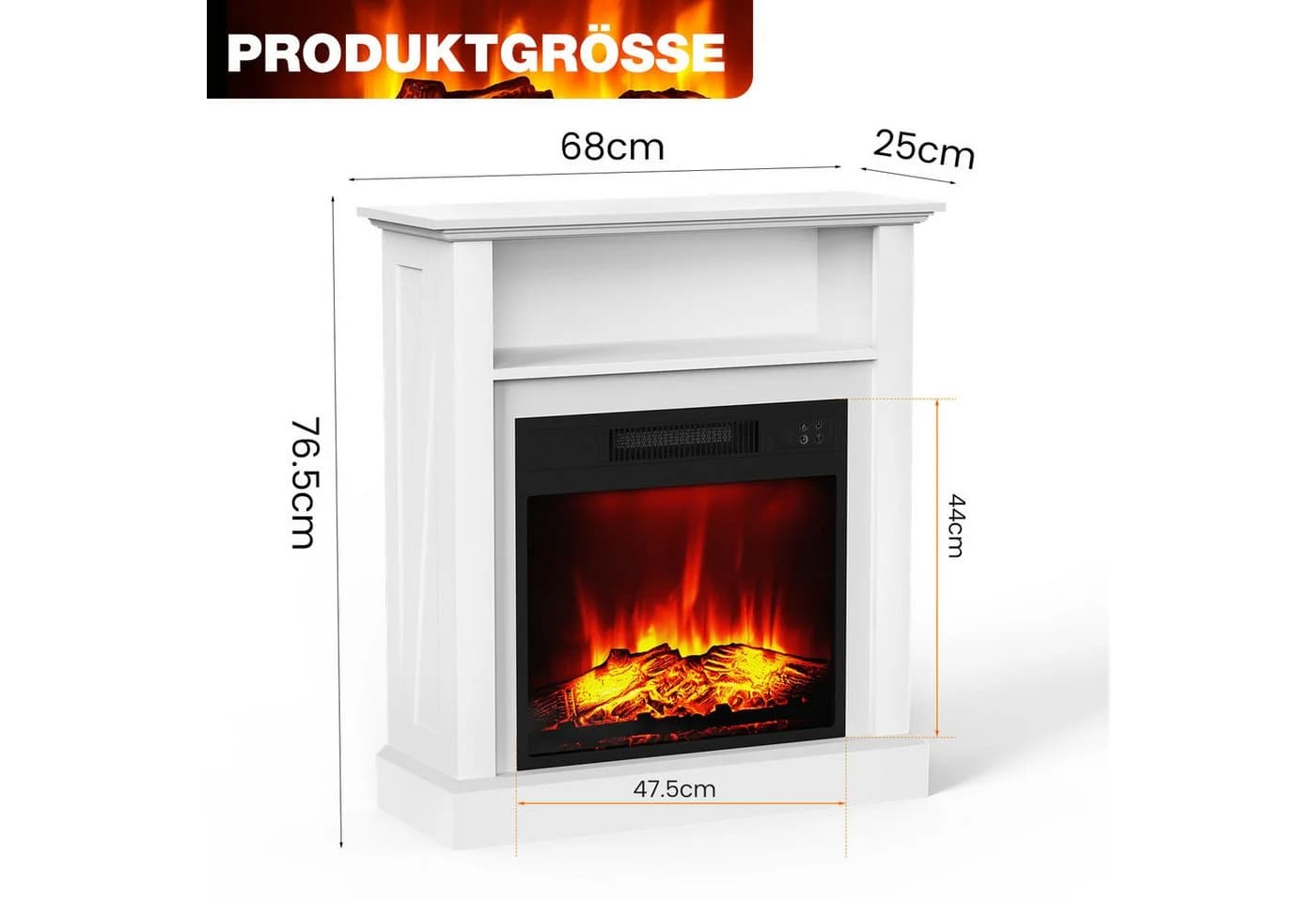 oyajia Elektrokamin Standkamin 3D-Flammeneffekt 2000W Fernbedienung Timer Thermostat