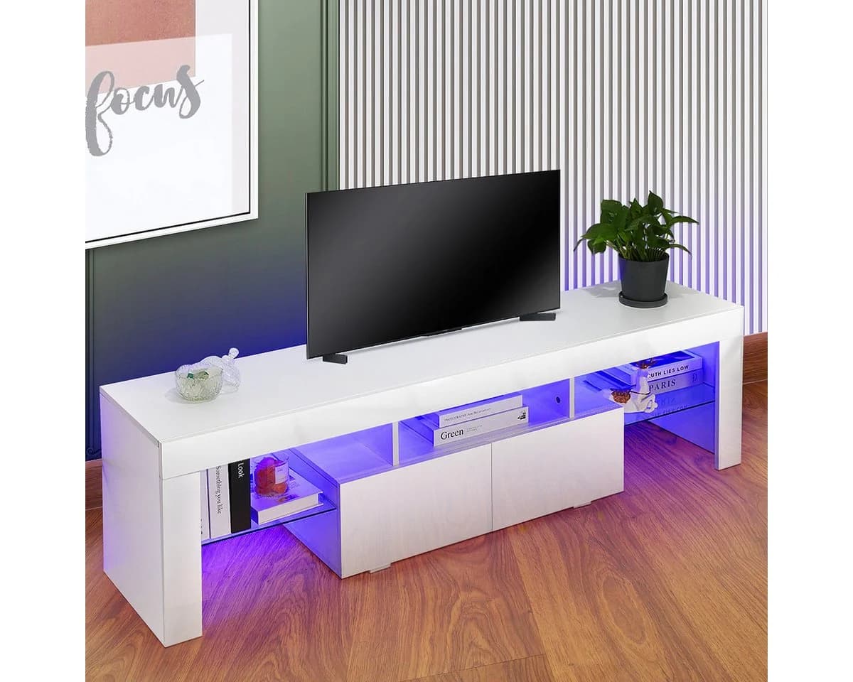 oyajia TV-Schrank 160 cm LED-Beleuchtung Lowboard Weiß