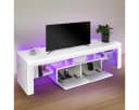 oyajia TV-Schrank 160 cm LED-Beleuchtung Lowboard Weiß Bild 3
