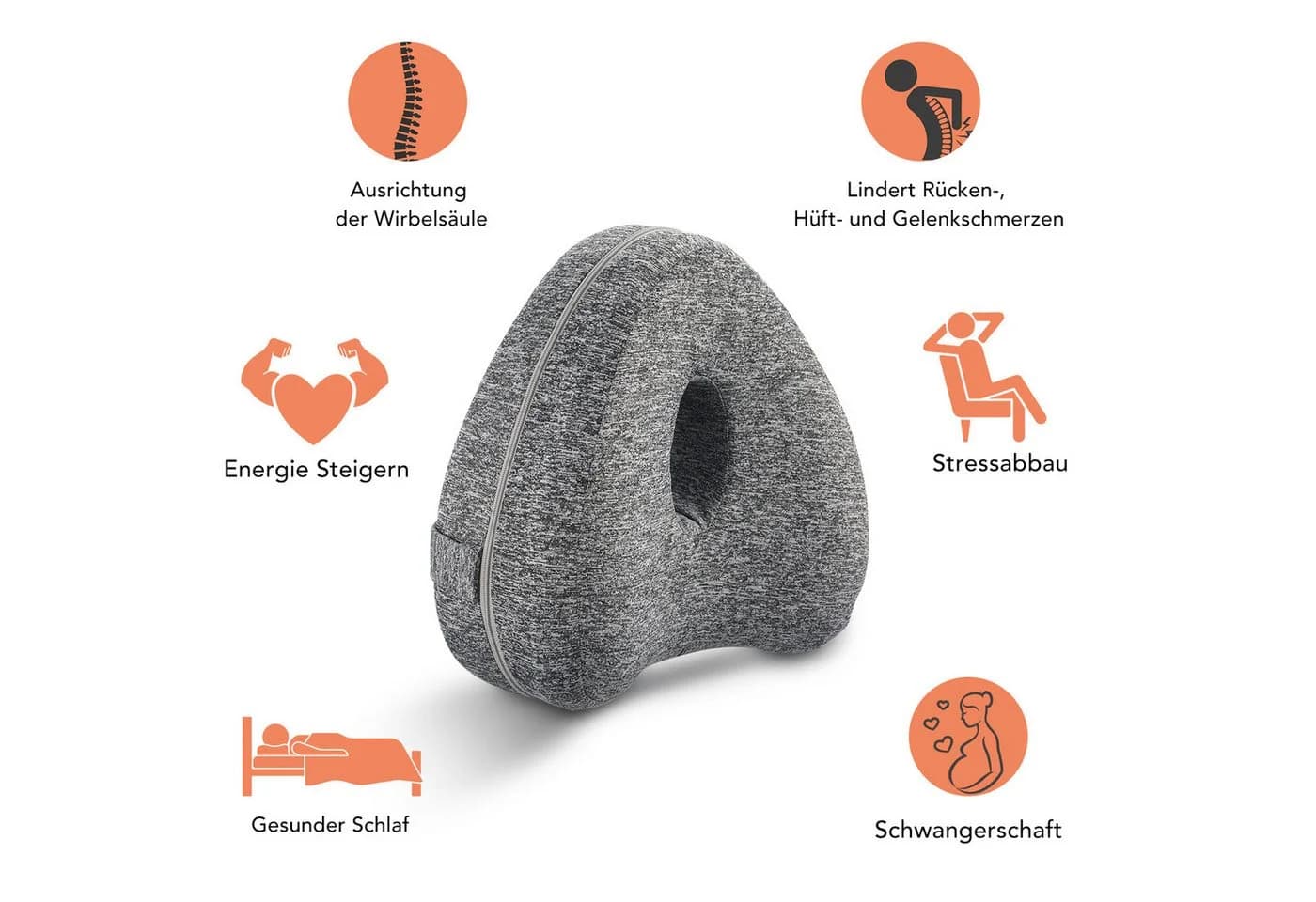 oyajia Kniekissen Orthopädisches Beinkissen Grau Visco-Schaum - Bild 3
