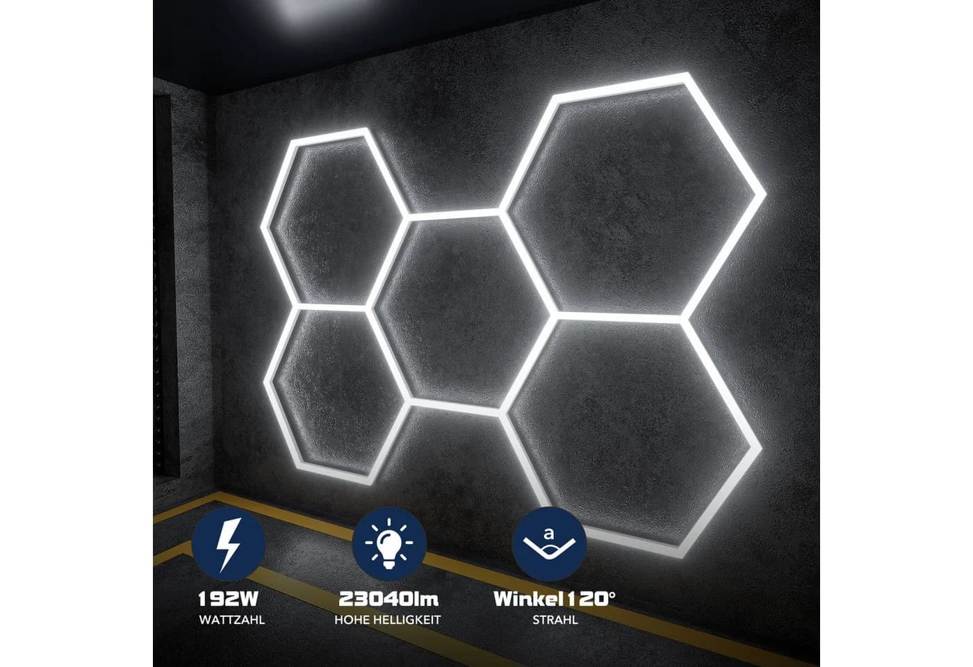 oyajia LED Garagenleuchte 192W Hexagon Wabenlicht Tageslichtweiß