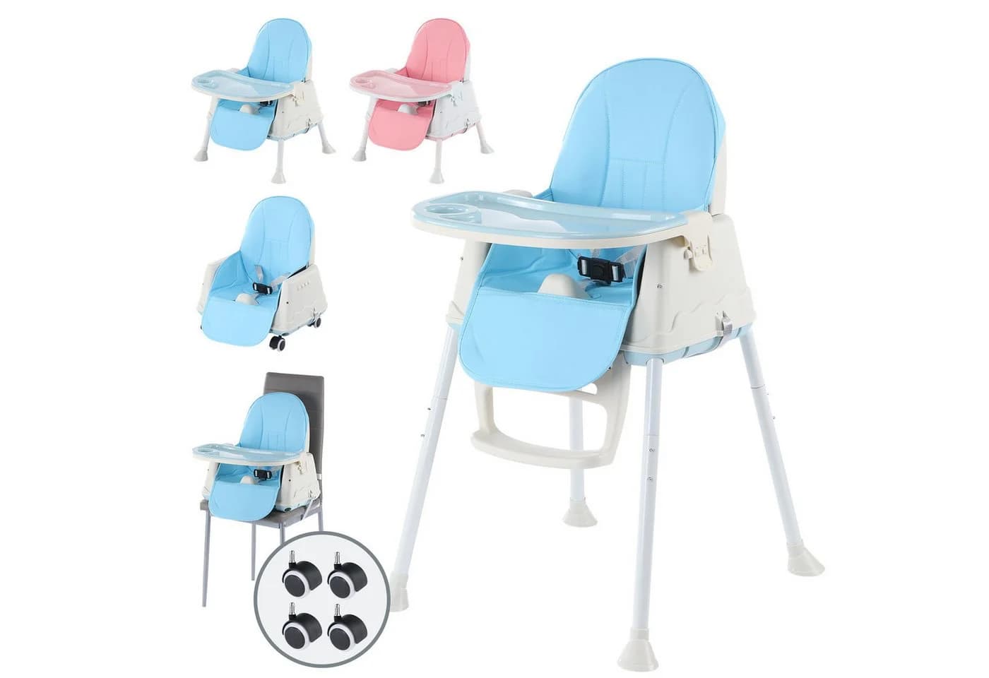 oyajia Kinderstuhl 2-in-1 Baby Kinderstuhl Blau Verstellbar - Bild 2