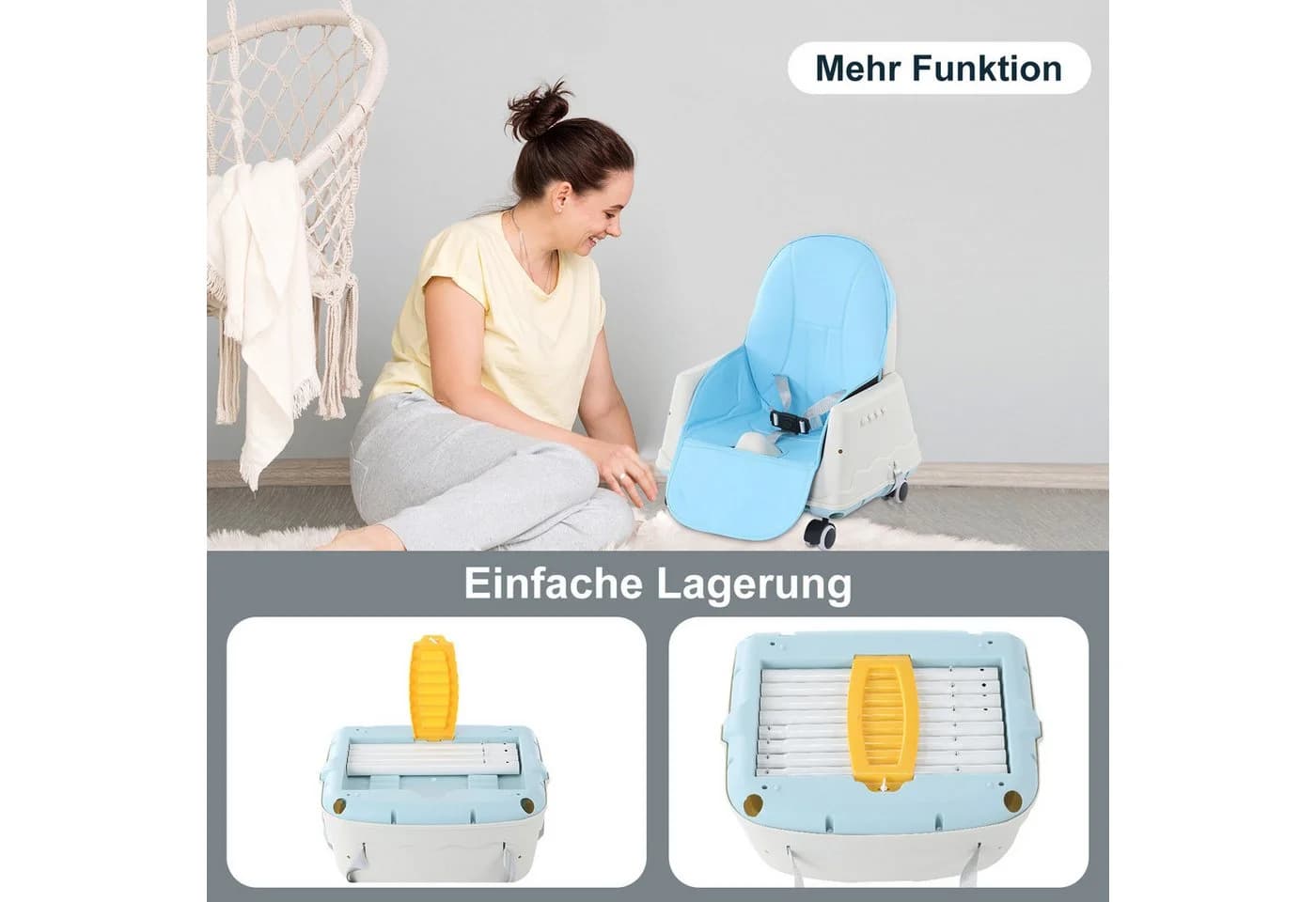 oyajia Kinderstuhl 2-in-1 Baby Kinderstuhl Blau Verstellbar - Bild 3
