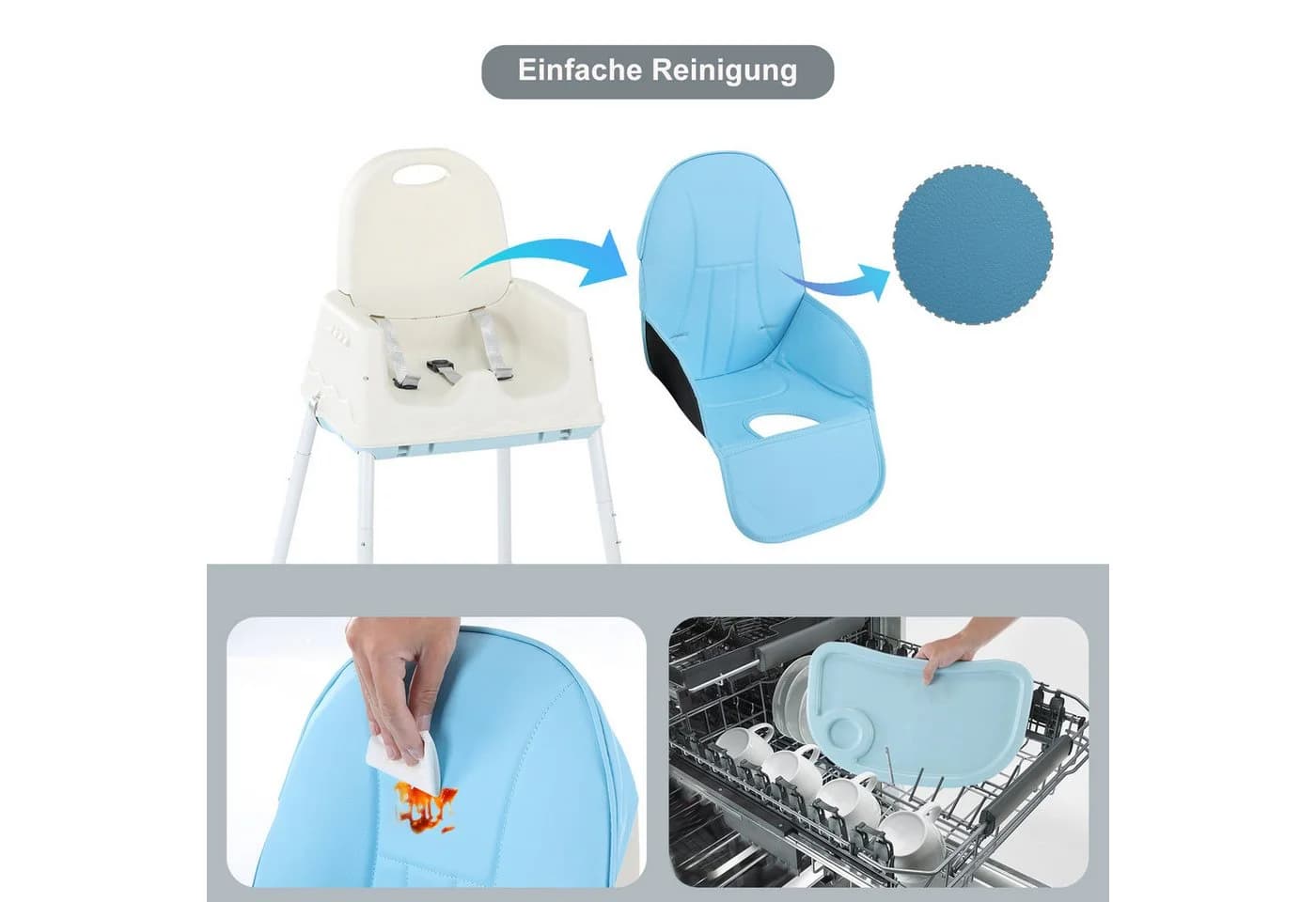 oyajia Kinderstuhl 2-in-1 Baby Kinderstuhl Blau Verstellbar - Bild 4