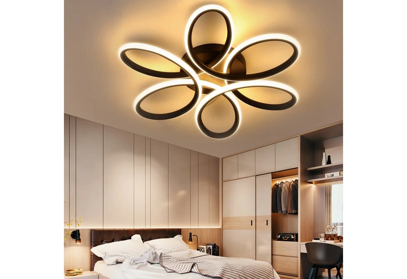 oyajia LED Deckenleuchte 36W/60W Modern Schwarz Blumenförmiges Design - Bild 4
