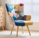 Aunekiv Polstersessel Bunt Patchwork Mid-Century Massivholz Bild 2
