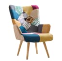 Aunekiv Polstersessel Bunt Patchwork Mid-Century Massivholz Bild 3