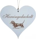 Dekolando Herzschild Hereingedackelt Dackel Holzschild Weiß Bild 1
