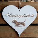 Dekolando Herzschild Hereingedackelt Dackel Holzschild Weiß Bild 2
