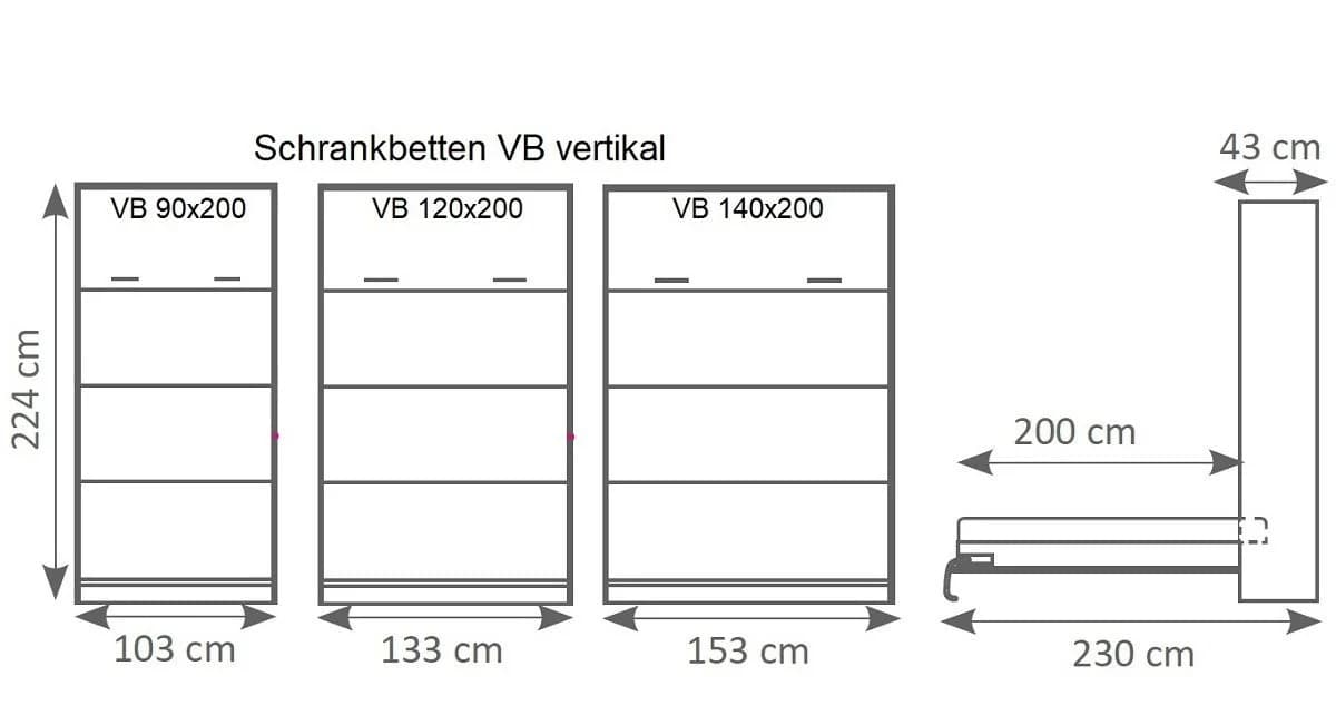 QMM TraumMöbel Schrankbett VB 140x200 Wandbett klappbar - Bild 4