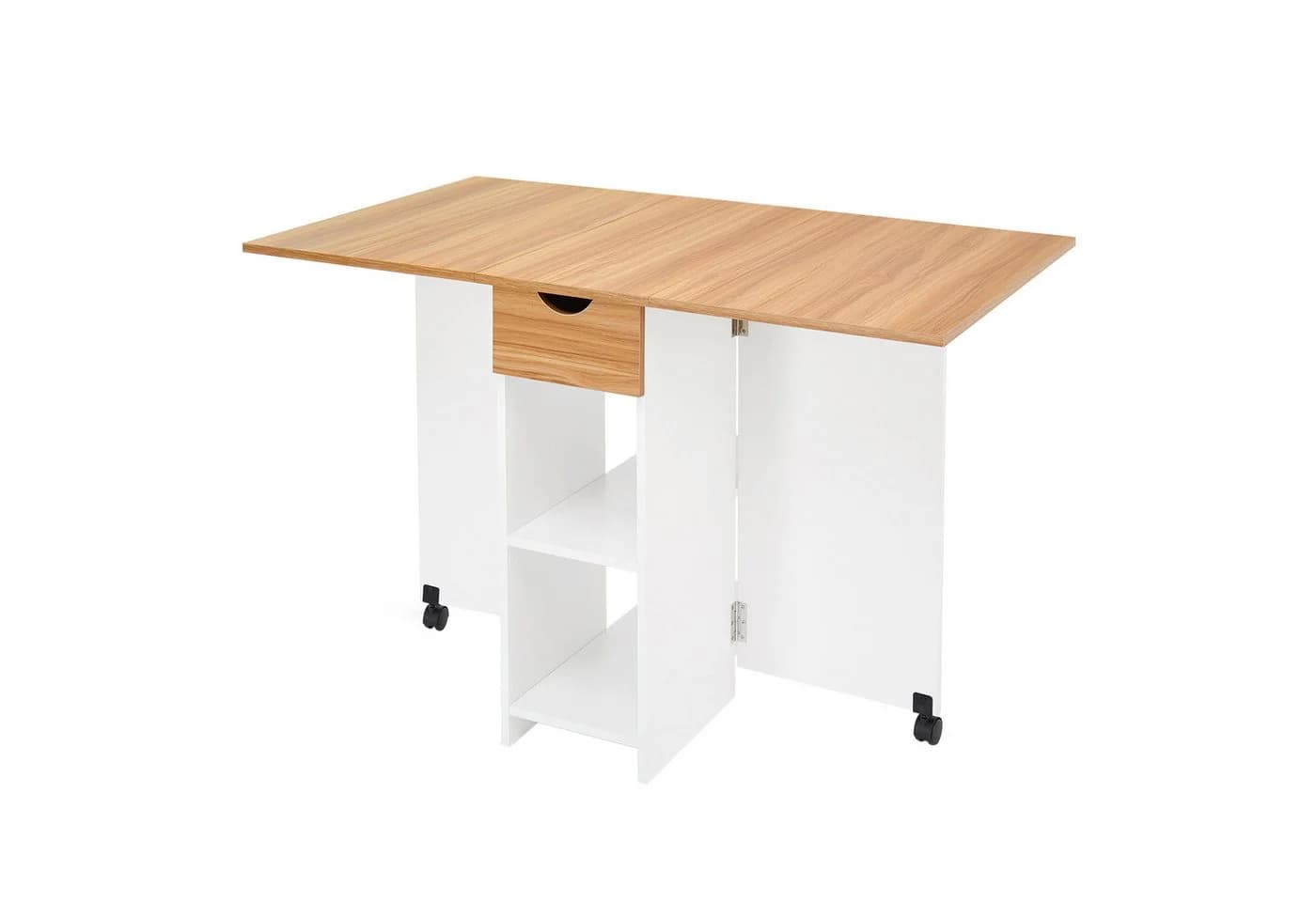 Mondeer Klappbarer Esstisch mit 1 Schublade und 2 Lagerregalkonsolen 72 x 120 x 75 cm - Bild 2
