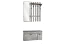 Mondeer Garderoben-Set Grau mit Spiegel, Haken und Schuhbank Bild 2