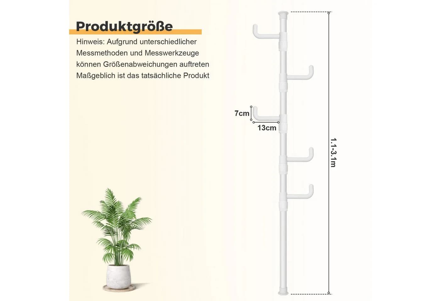 QUBEBU Kleiderständer Garderobenständer 4/5 Haken, Drehbarer Jackenständer Freistehend