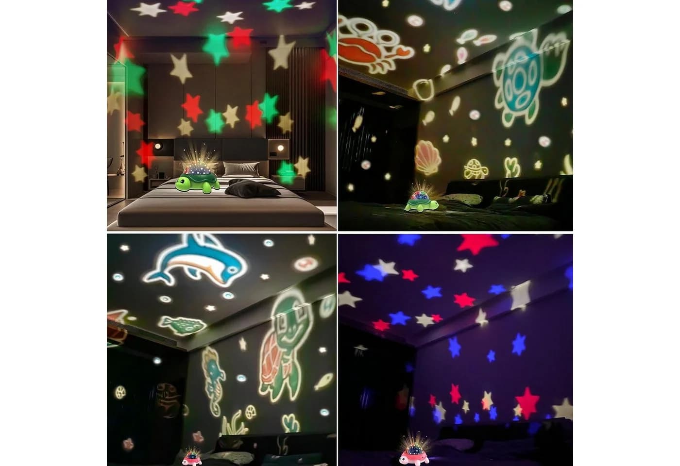 QUBEBU LED Nachtlicht Schildkröte 5 Farben Ozean Sternenhimmel Projektor - Bild 3