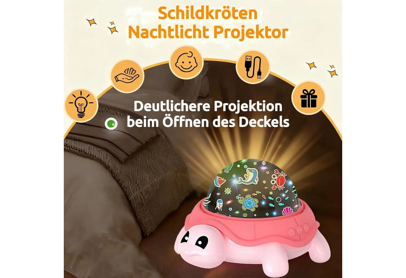 Nachtlicht Schildkröte, Ozean, Sternenhimmel - 5 Farben - Bild 3
