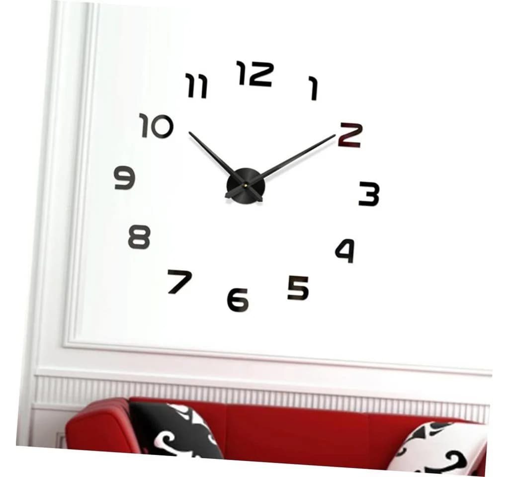 VEKROBOT Rahmenlose Wanduhr Schwarz Selbstklebend Modern - Bild 3