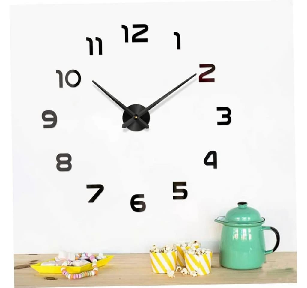 VEKROBOT Rahmenlose Wanduhr Schwarz Selbstklebend Modern - Bild 5