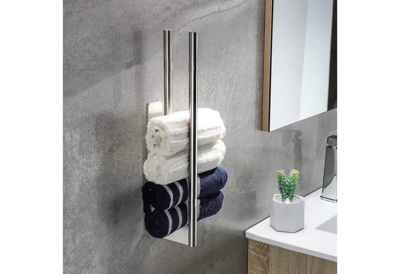 Refined Living Doppelhandtuchhalter Selbstklebend Edelstahl Silber - Bild 5