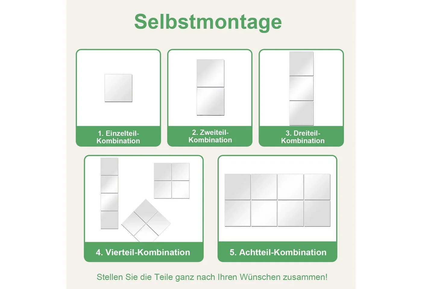 Refined Living 8er Set Selbstklebende Acrylspiegel 20x20cm - Bild 3