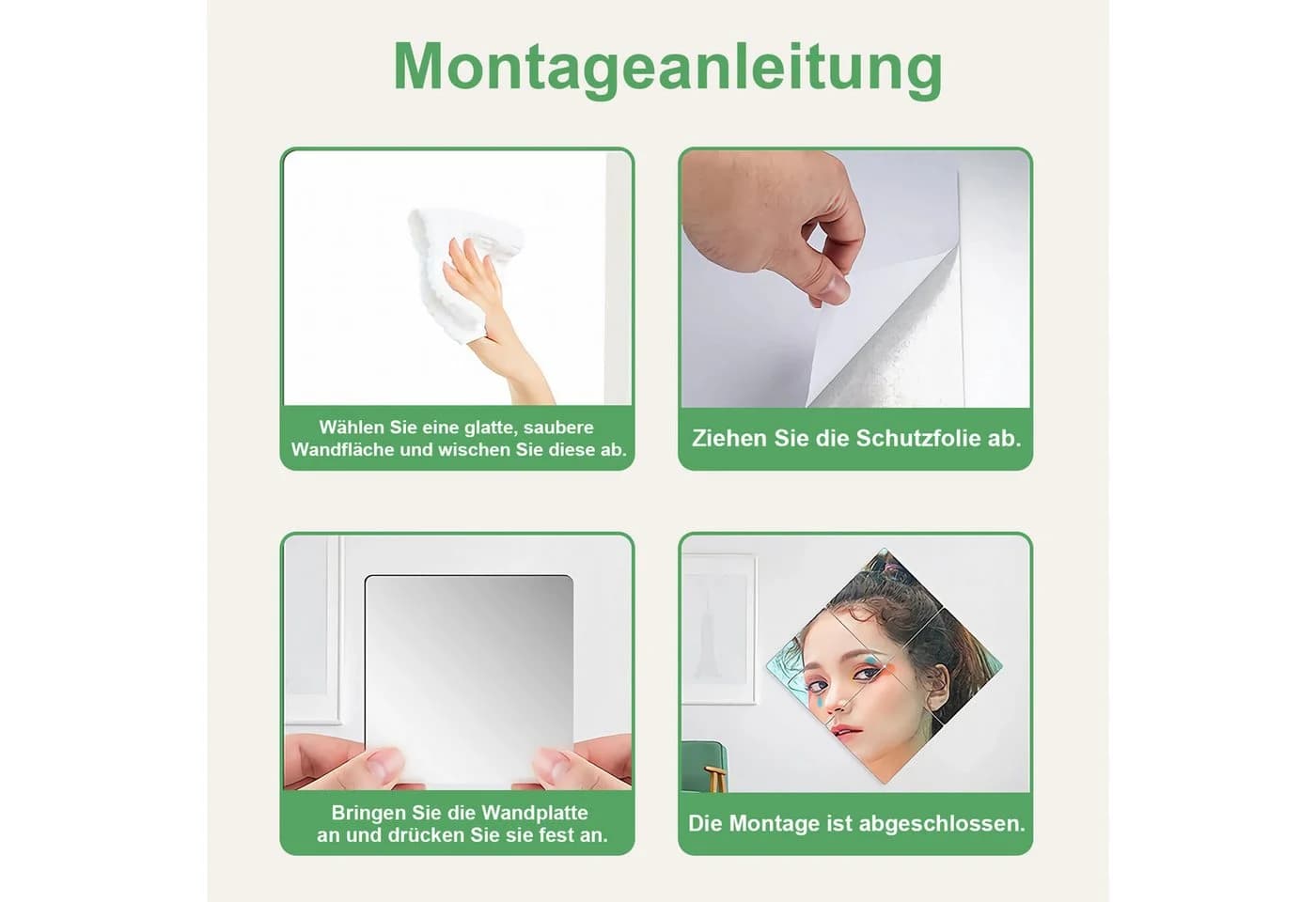 Refined Living 8er Set Selbstklebende Acrylspiegel 20x20cm - Bild 5