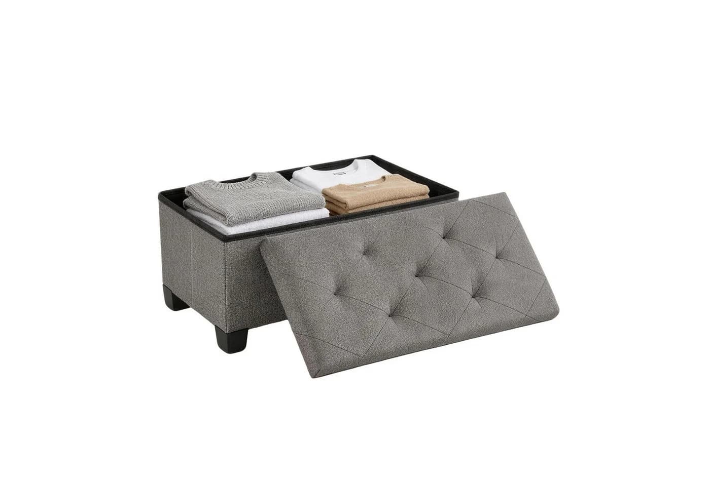 Refined Living Sitzhocker mit Stauraum Klappbar Leinenstoff - Bild 2