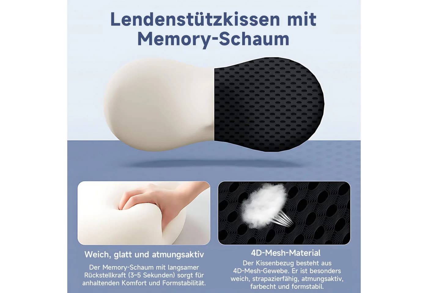 Refined Living Ergonomisches Rückenkissen Memory Foam Schwarz - Bild 4