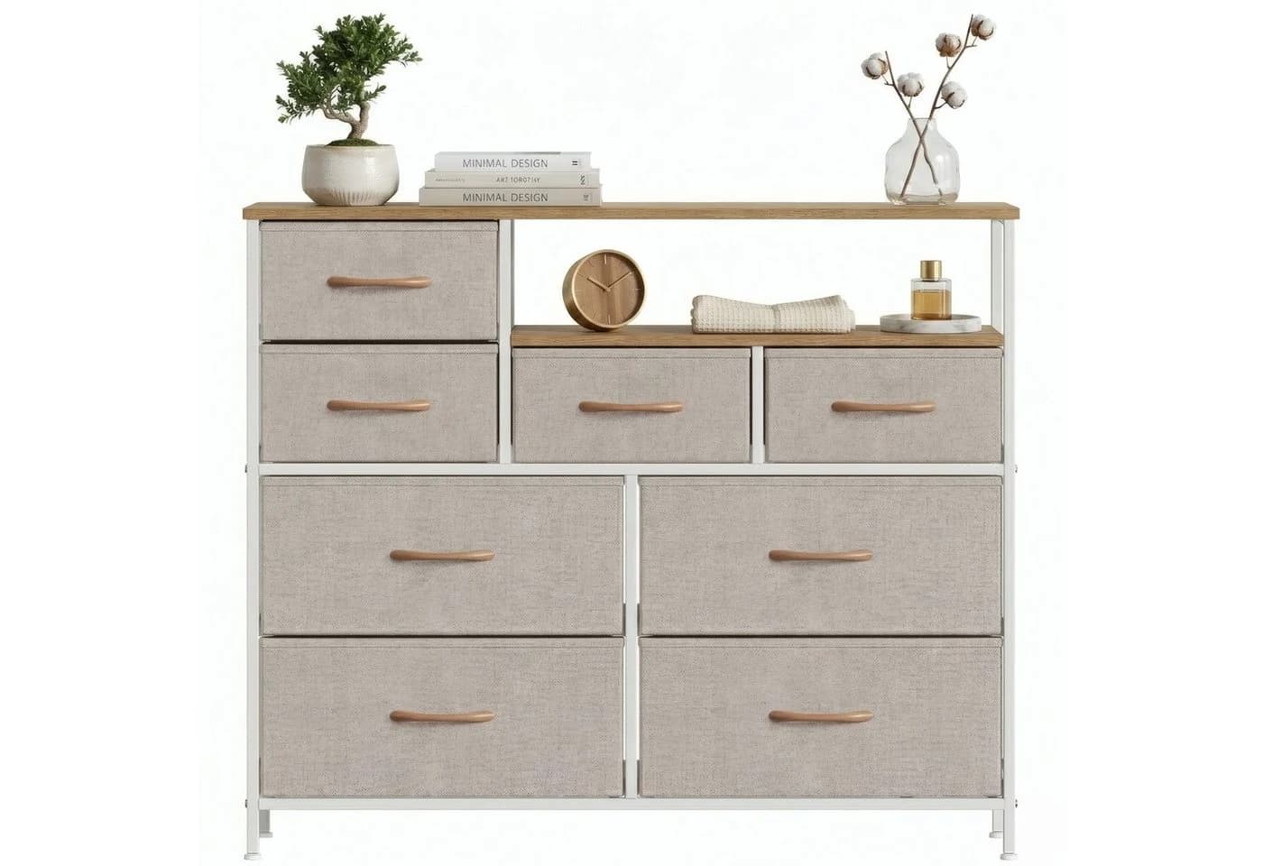 Refined Living Stoffkommode mit 8 Schubladen und 2 Ablagen Beige - Bild 2