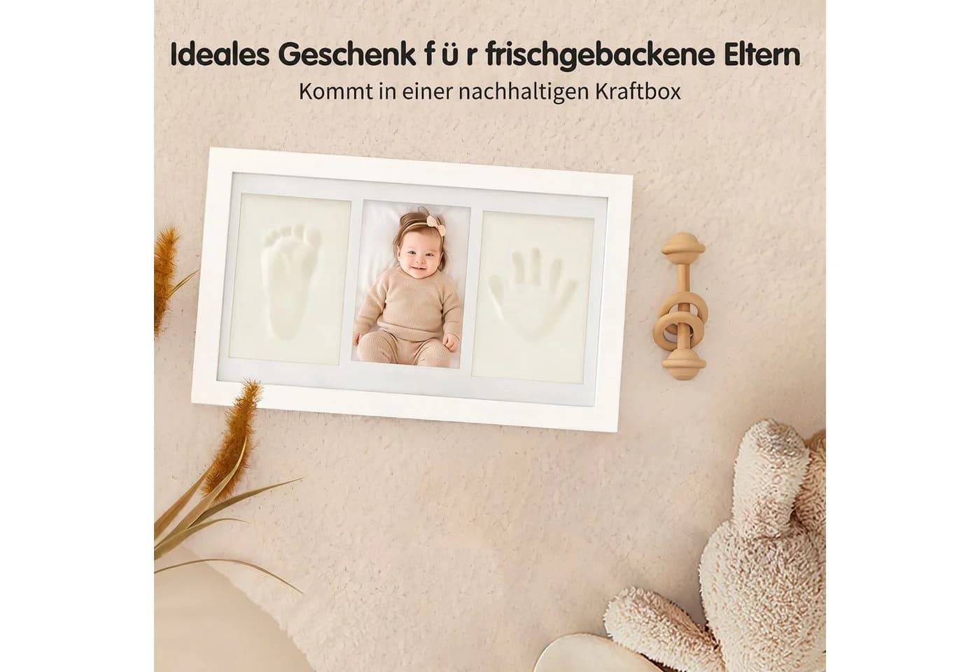 AIMAX Bilderrahmen Bastelset Weiß mit Gipsabdruck-Set - Bild 5